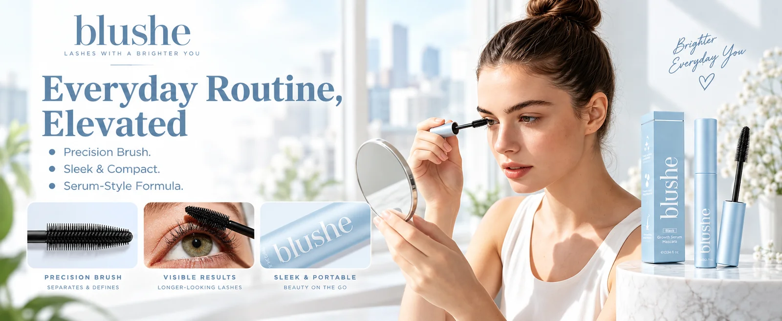 Blushe mascara used in an everyday makeup routine