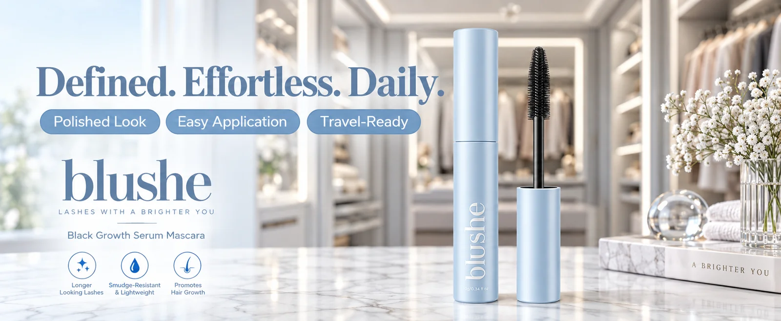 Blushe black mascara with precision brush